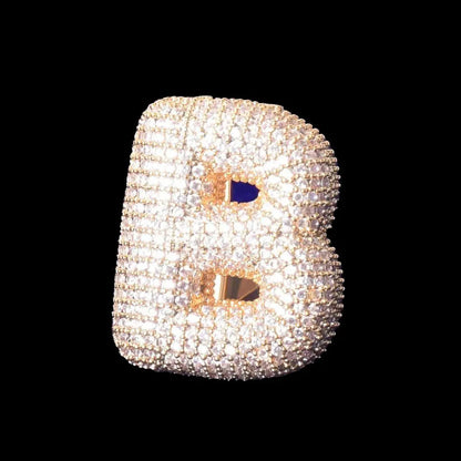 Bague Lettre Initiale A-Z Personnalisée Glacée