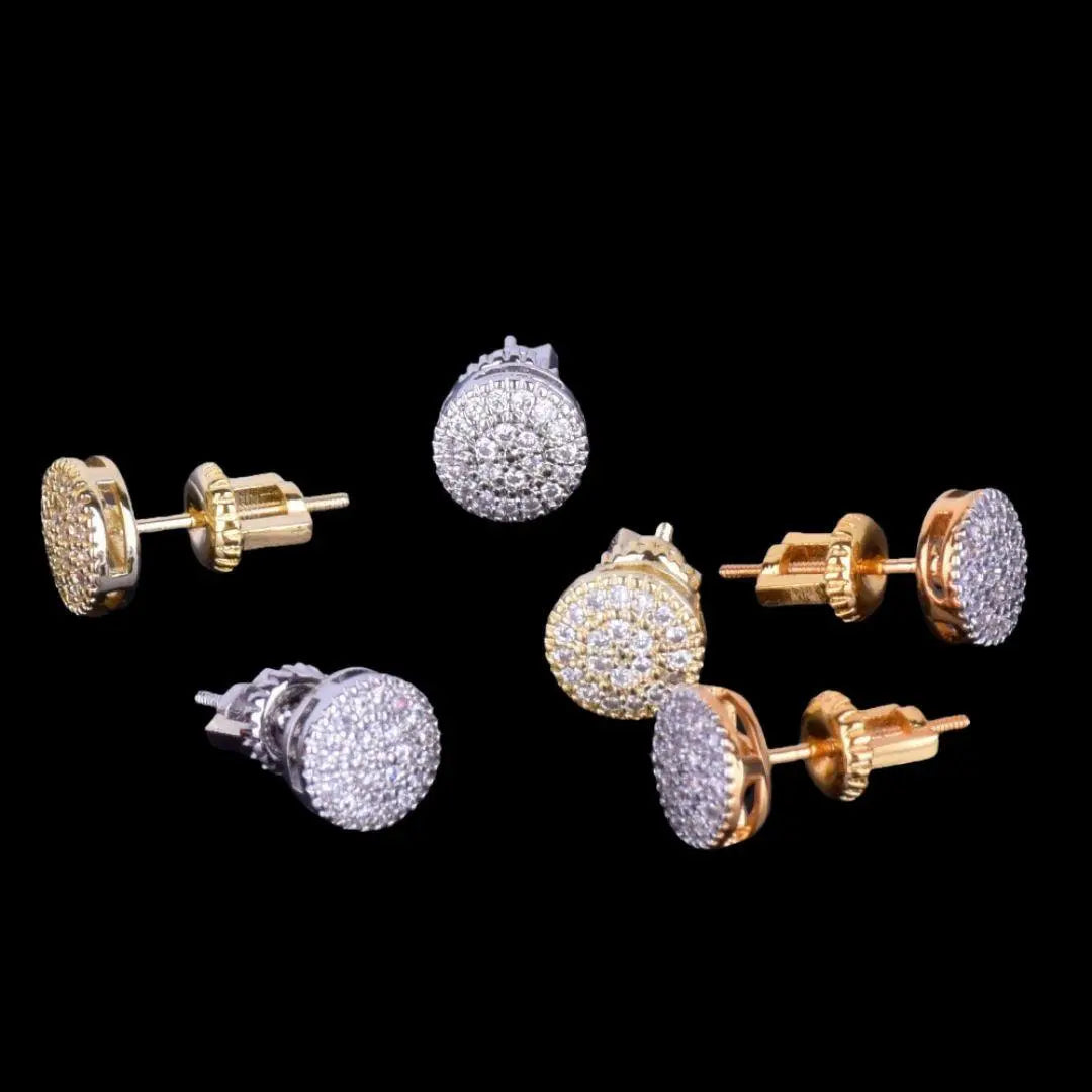 Puces d'Oreilles Taille Ronde Glacées 8mm