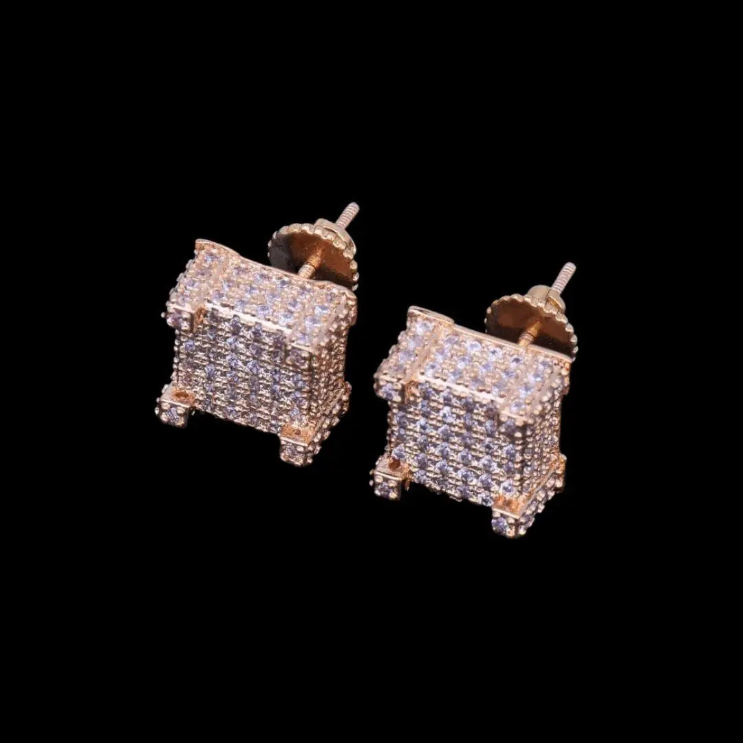 Puces d'Oreilles Glacées Tennis Cursive à Vis 10mm