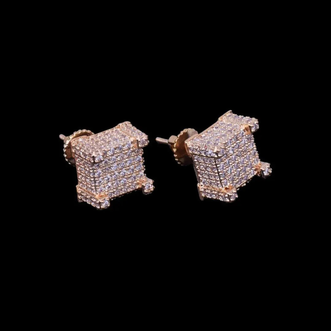 Puces d'Oreilles Glacées Tennis Cursive à Vis 10mm
