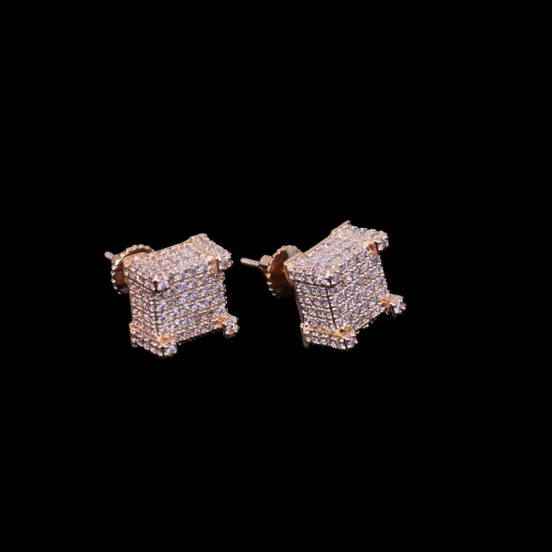Puces d'Oreilles Glacées Tennis Cursive à Vis 10mm