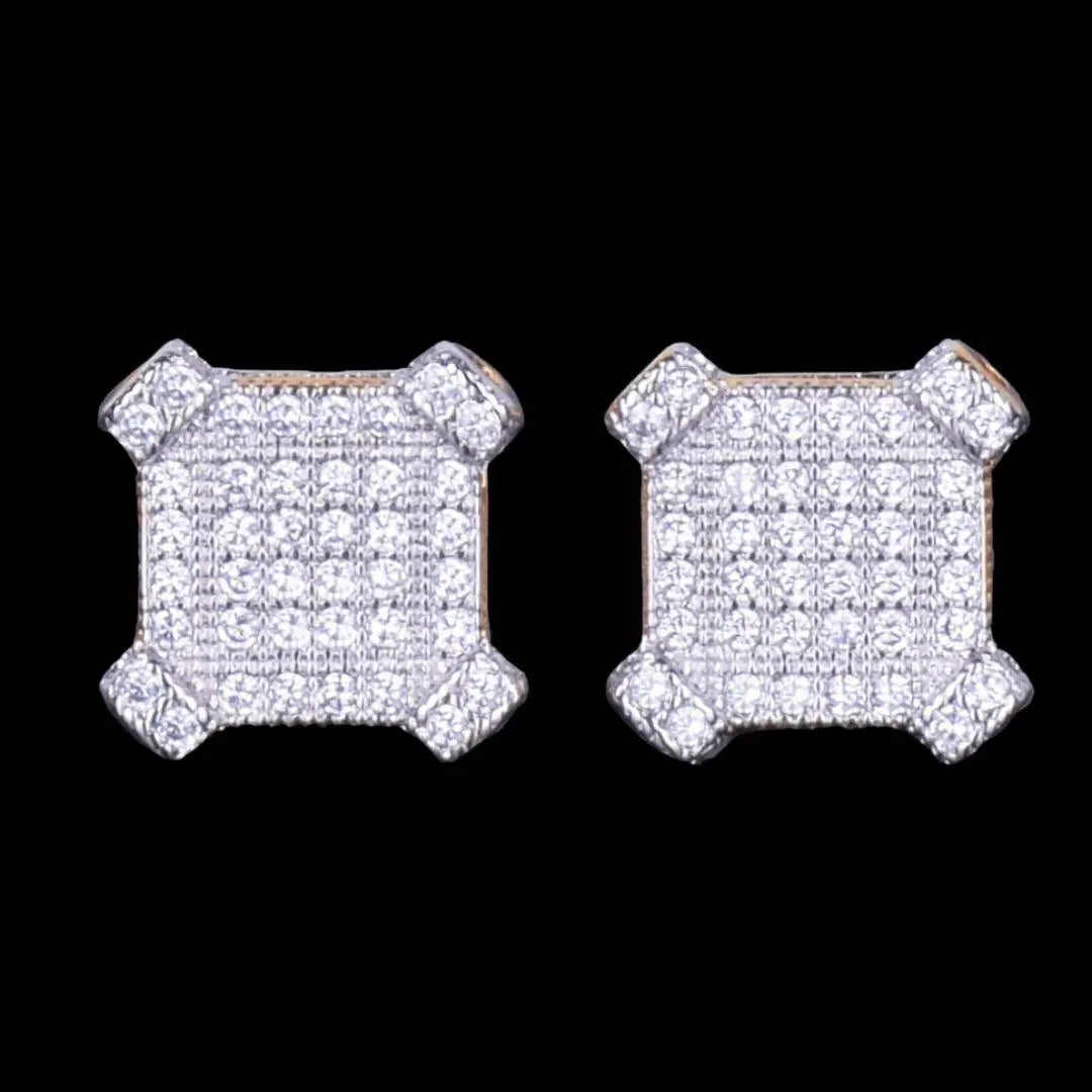 Puces d'Oreilles Carrées Saphir Glacées 10MM