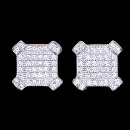 Puces d'Oreilles Carrées Saphir Glacées 10MM