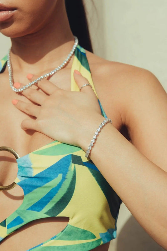 Bracelet Tennis Taille Ronde 5mm - Or Blanc