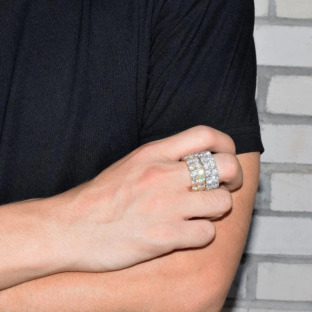 Bague Tennis Solitaire Deux Rangs Glacée