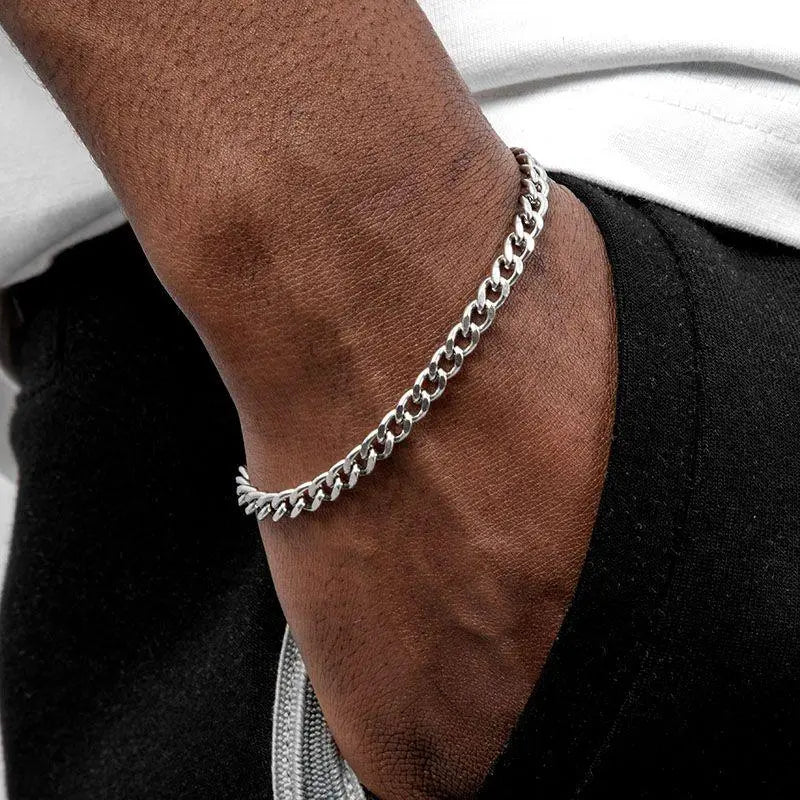 Bracelet Maille Cubaine 5MM - Or Blanc