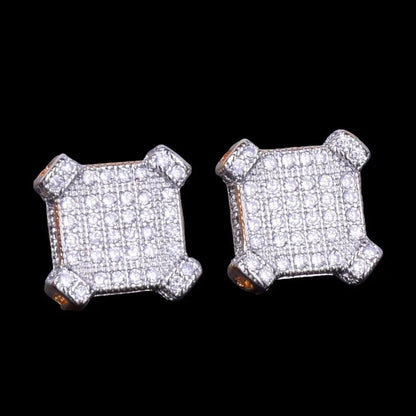 Puces d'Oreilles Carrées Saphir Glacées 10MM