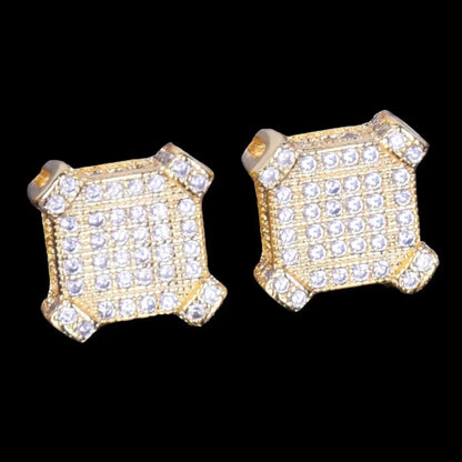 Puces d'Oreilles Carrées Saphir Glacées 10MM