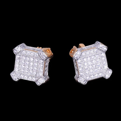 Puces d'Oreilles Carrées Saphir Glacées 10MM