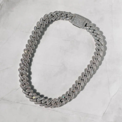 Chaîne Maille Cubaine 15mm Baguette - Or Blanc