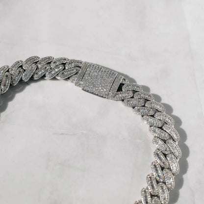 Chaîne Maille Cubaine 15mm Baguette - Or Blanc