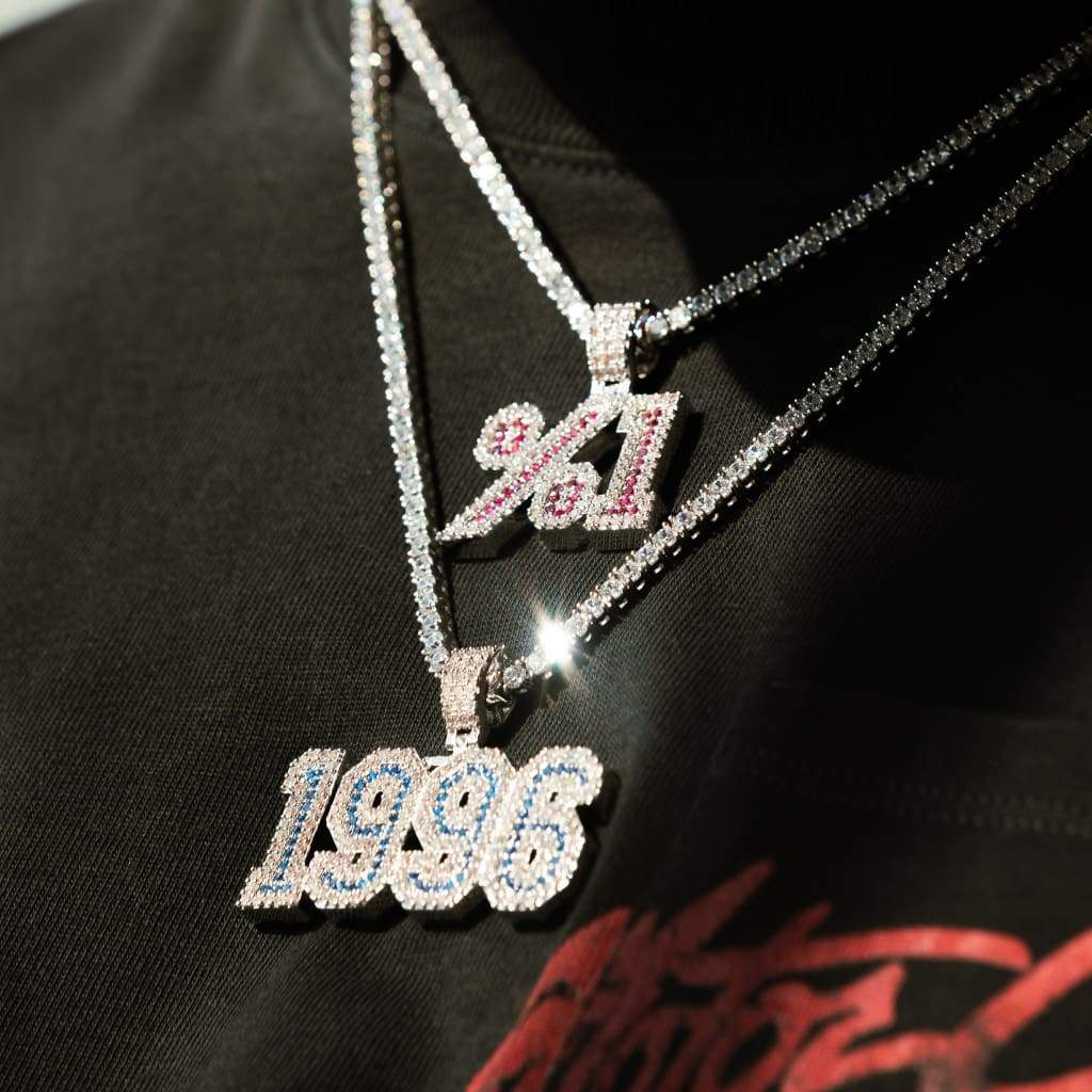 Pendentif Lettre Varsity Personnalisé Or Blanc