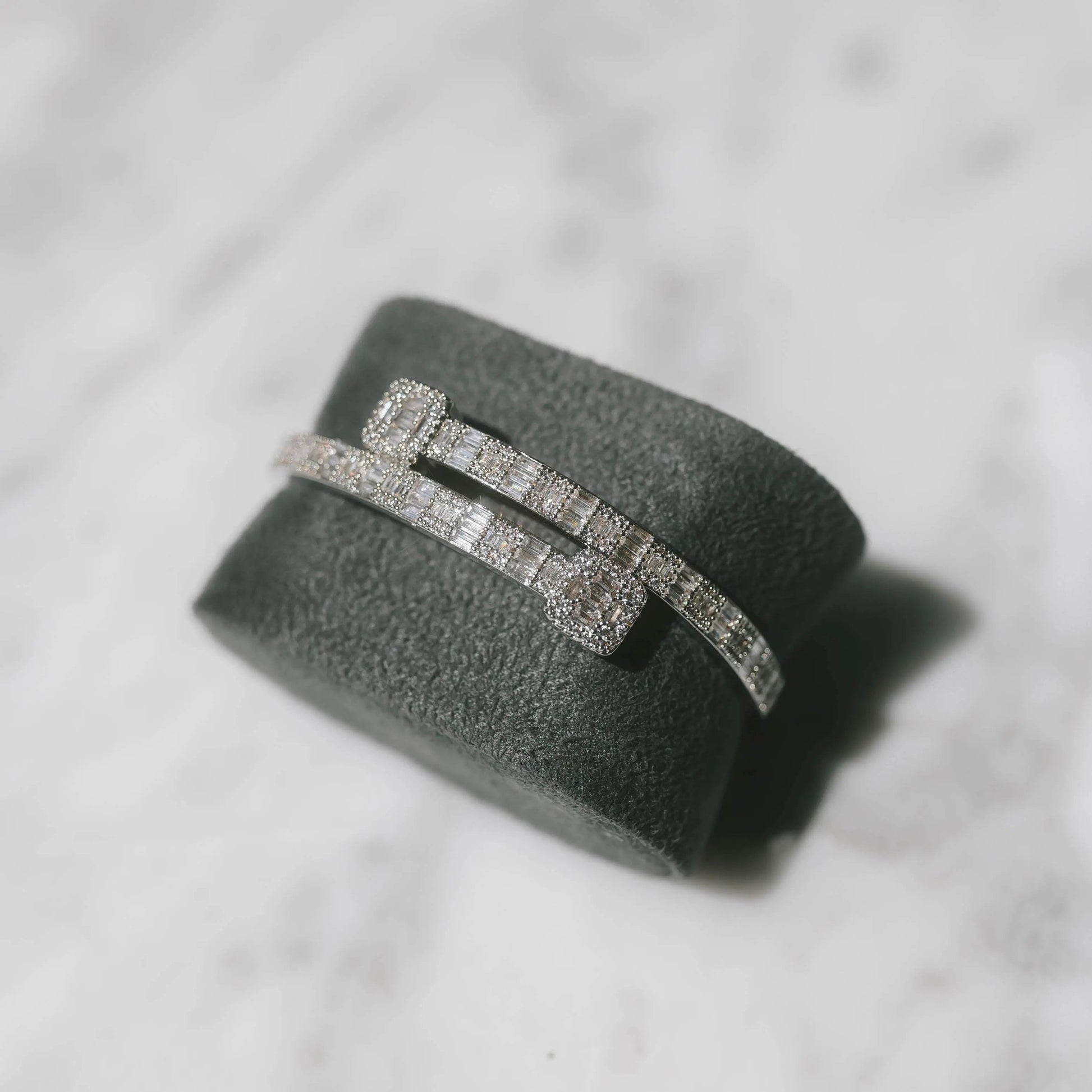 Bracelet Jonc Baguette - Or Blanc