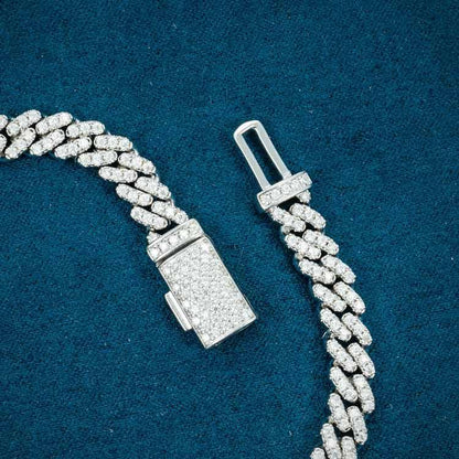 Bracelet Maille Cubaine Miami Moissanite 6MM - Or Blanc