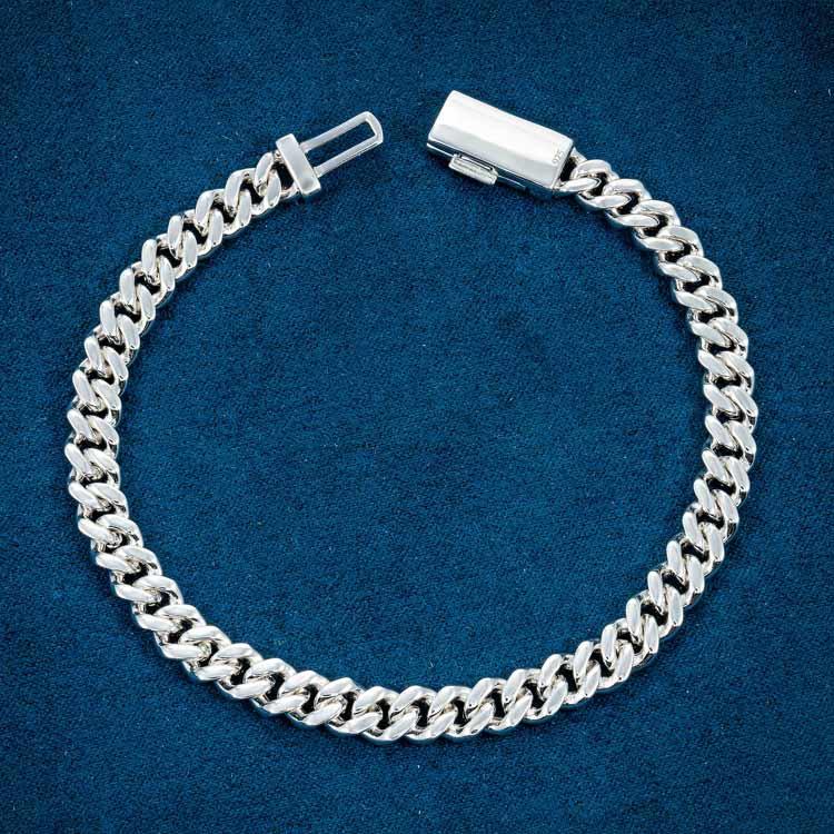 Bracelet Maille Cubaine Miami Moissanite 6MM - Or Blanc