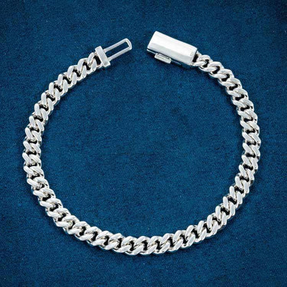 Bracelet Maille Cubaine Miami Moissanite 6MM - Or Blanc