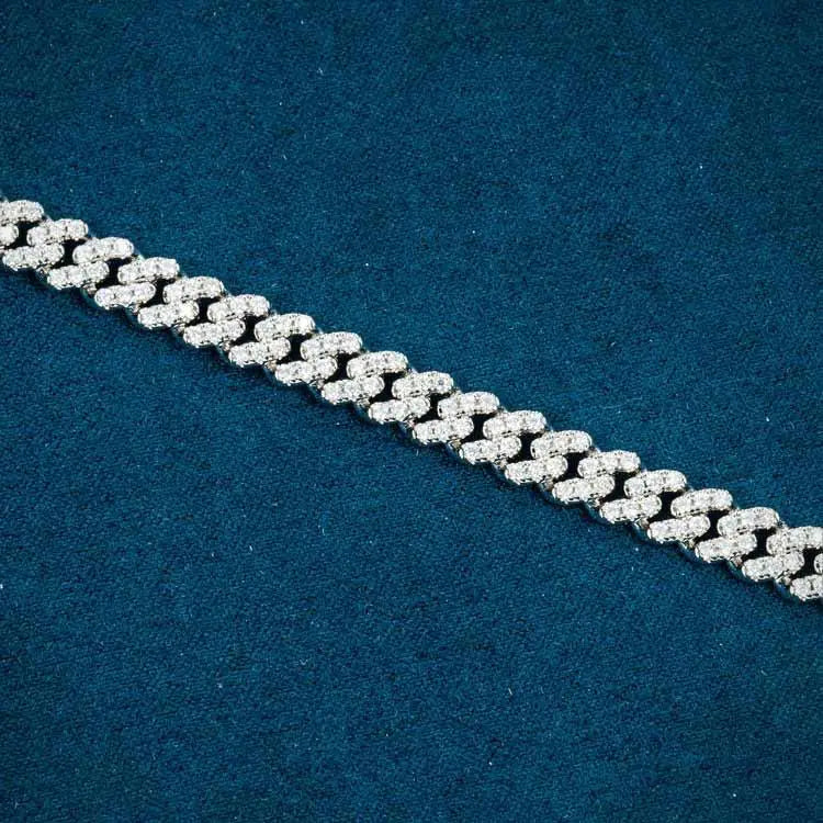 Bracelet Maille Cubaine Miami Moissanite 6MM - Or Blanc