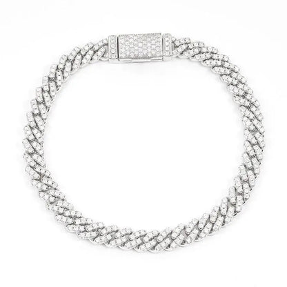 Bracelet Maille Cubaine Miami Moissanite 6MM - Or Blanc