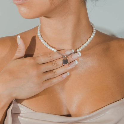 Collier Perle + Cadenas 6mm