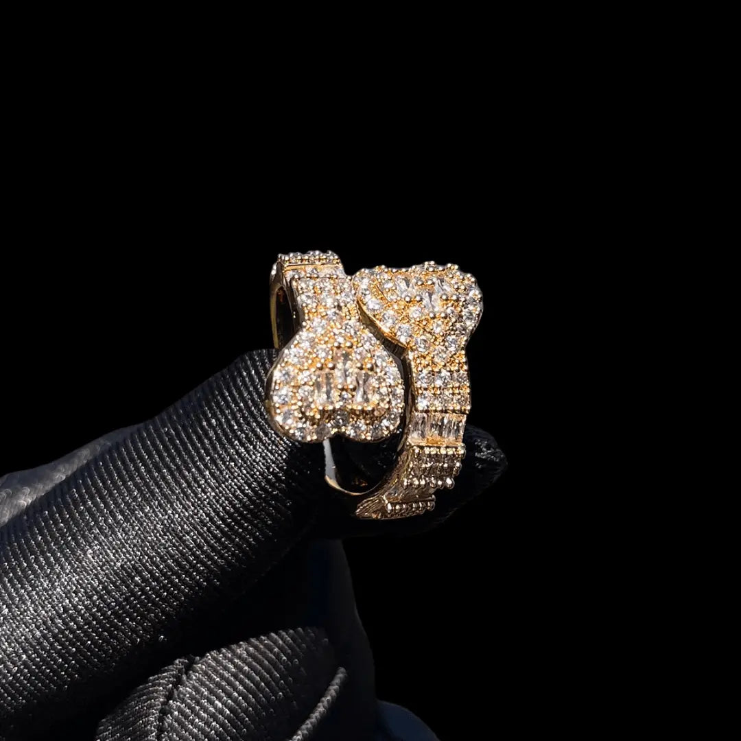 Bague Double Cœur Glacée