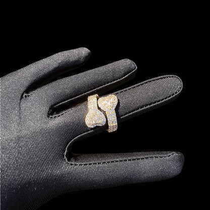 Bague Double Cœur Glacée