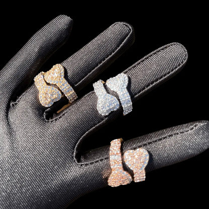 Bague Double Cœur Glacée