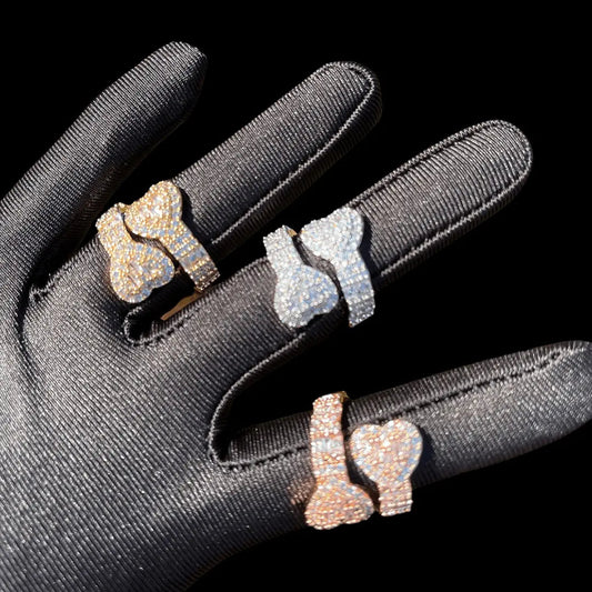 Bague Double Cœur Glacée
