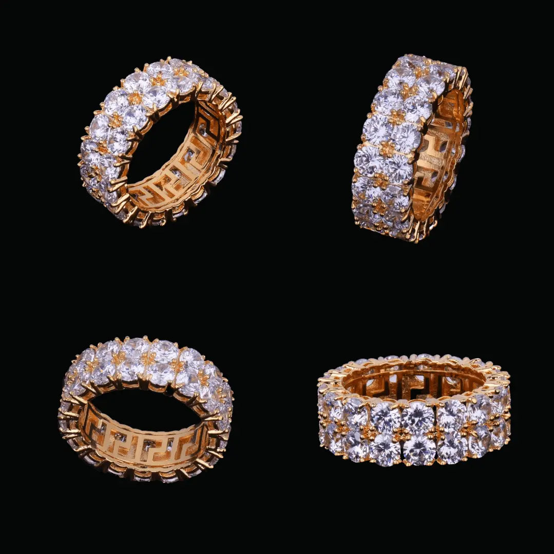 Bague Tennis Solitaire Deux Rangs Glacée