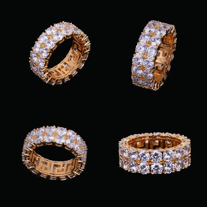 Bague Tennis Solitaire Deux Rangs Glacée