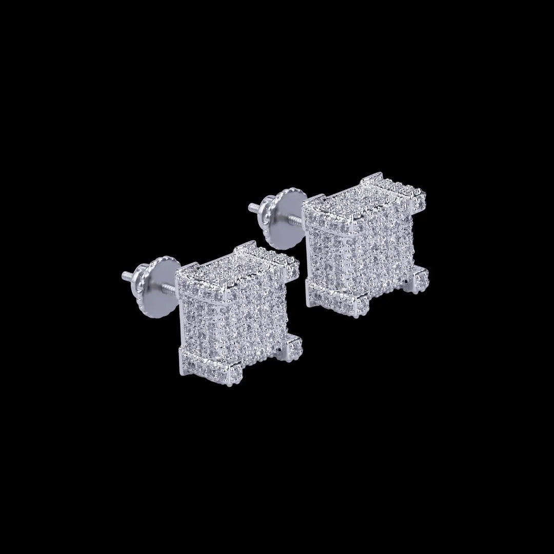 Puces d'Oreilles Glacées Tennis Cursive à Vis 10mm