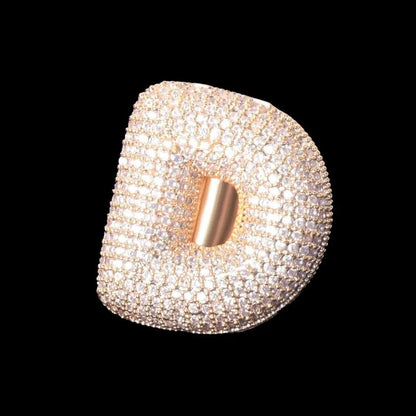 Bague Lettre Initiale A-Z Personnalisée Glacée