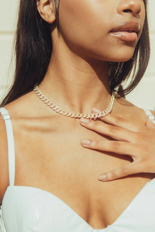 Chaîne Maille Cubaine Glacée 8mm - Or
