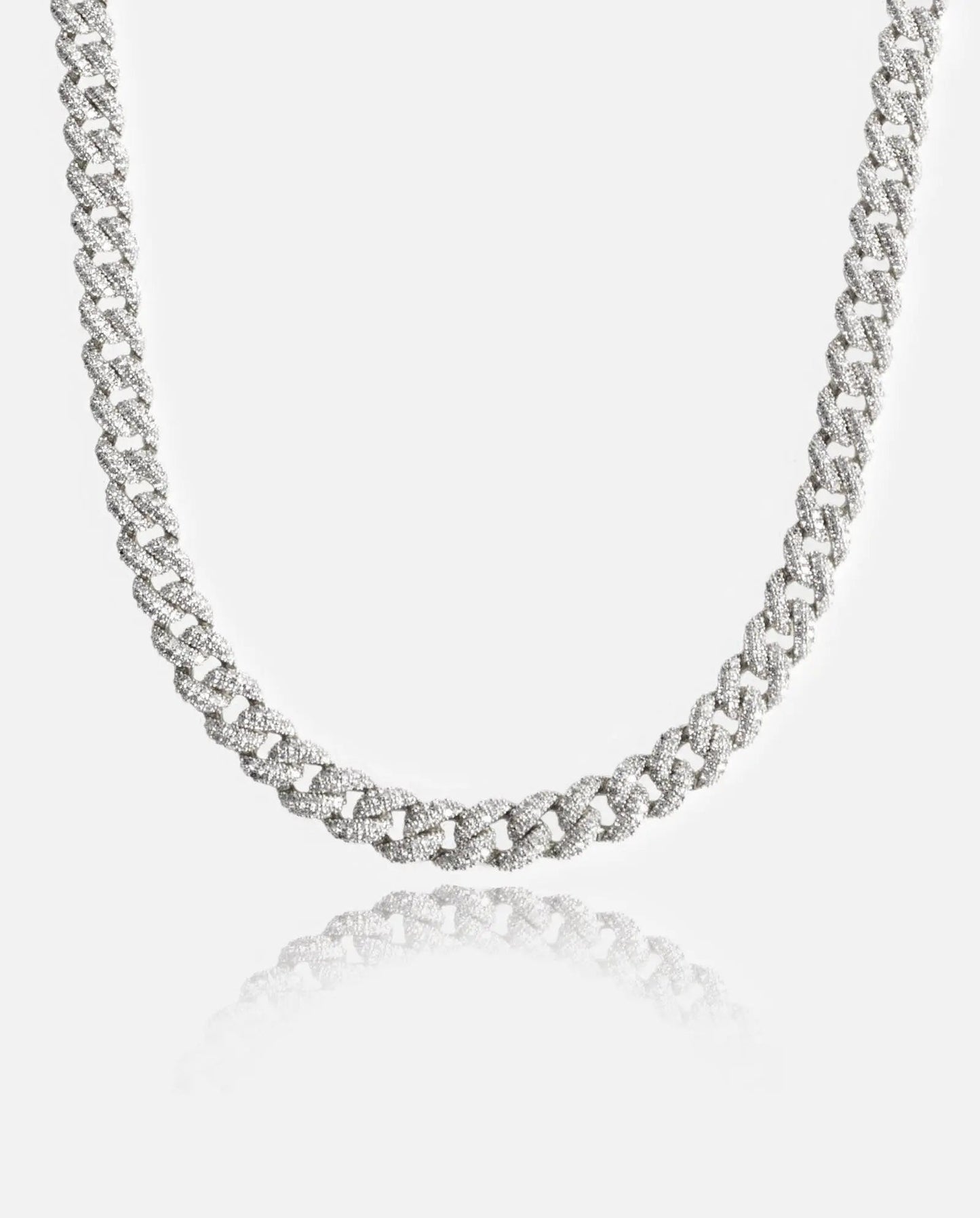 Chaîne Maille Cubaine Glacée 8mm Or Blanc