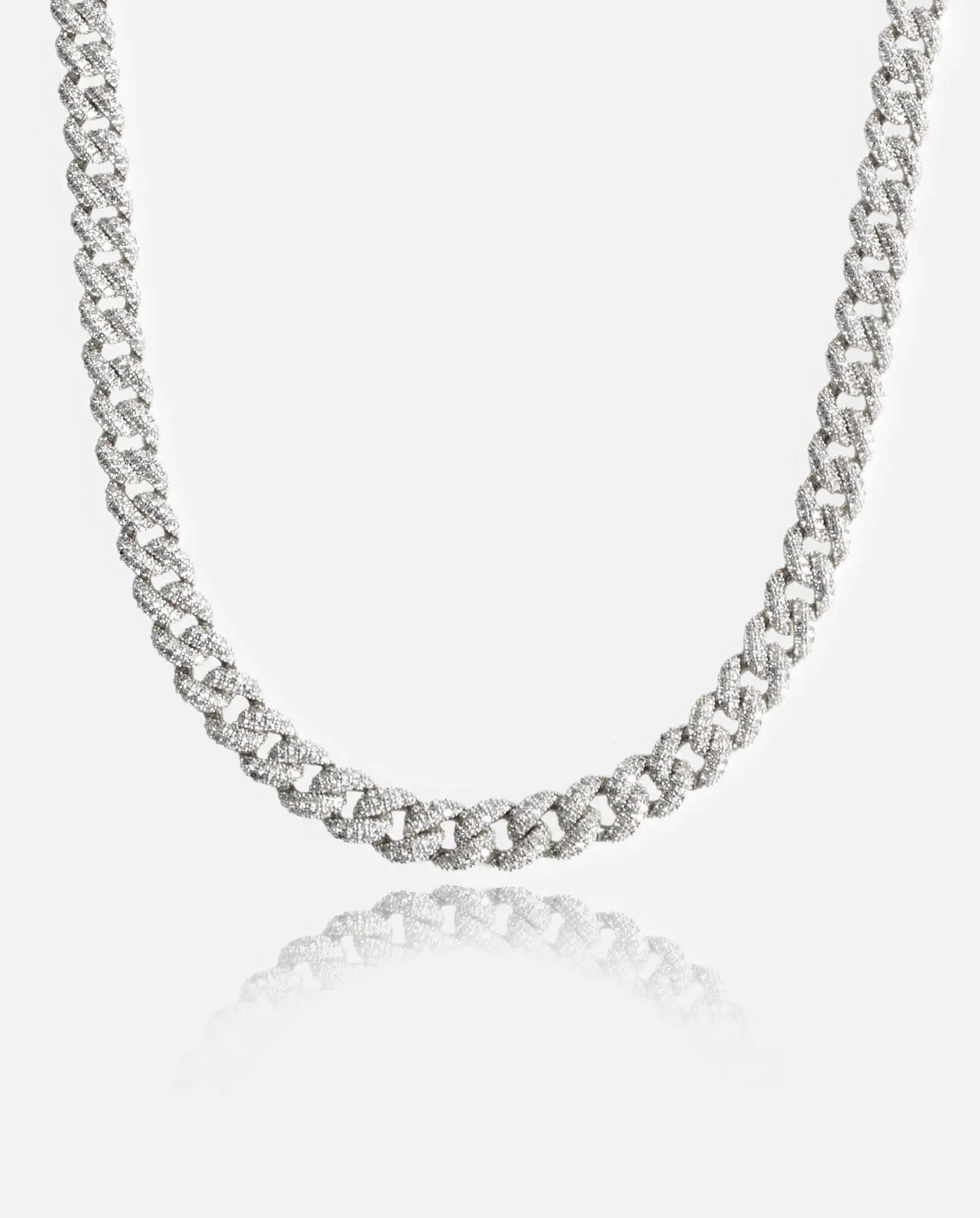 Chaîne Maille Cubaine Glacée 8mm Or Blanc