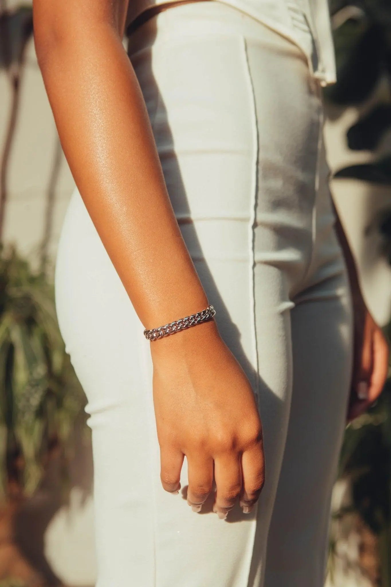 Bracelet Maille Cubaine Miami 8mm Or Blanc