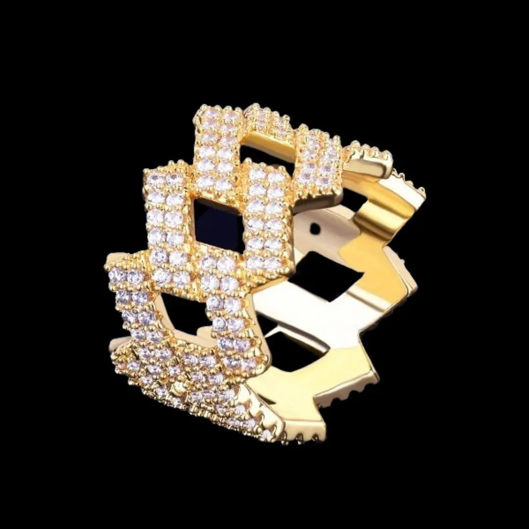 Bague Couronne Maille Cubaine Miami Glacée