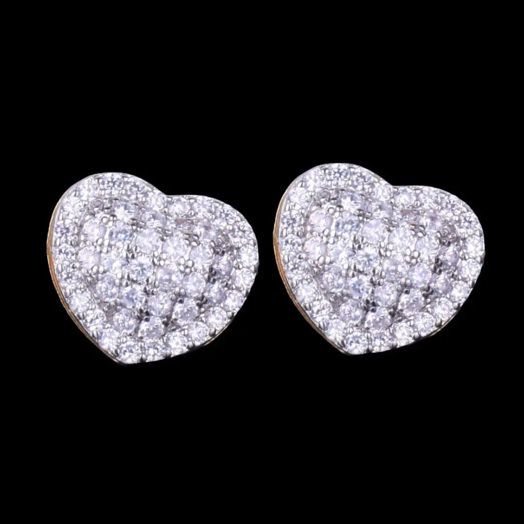Puces d'Oreilles Tennis Cœur Glacées 14mm