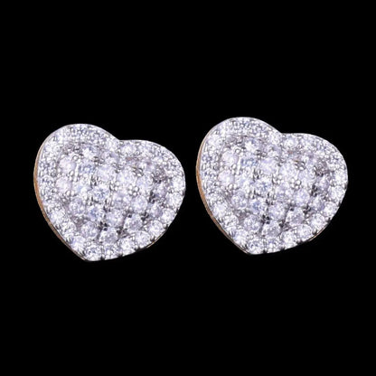 Puces d'Oreilles Tennis Cœur Glacées 14mm