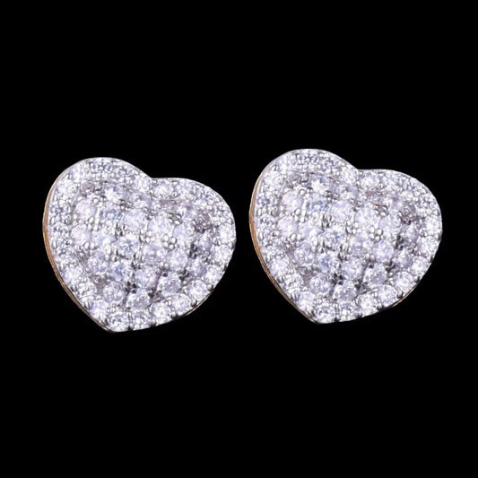 Puces d'Oreilles Tennis Cœur Glacées 14mm