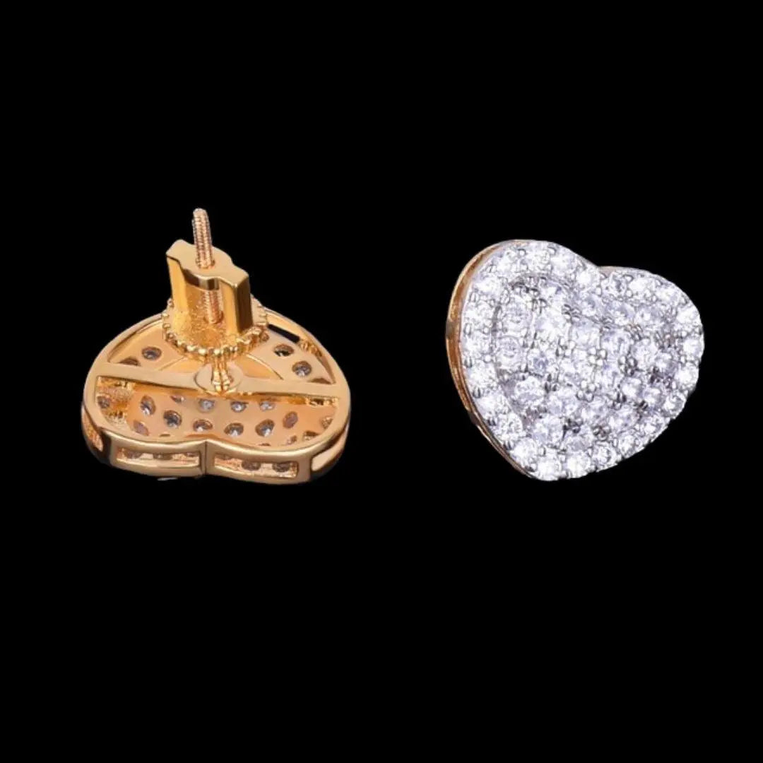 Puces d'Oreilles Tennis Cœur Glacées 14mm