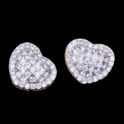 Puces d'Oreilles Tennis Cœur Glacées 14mm