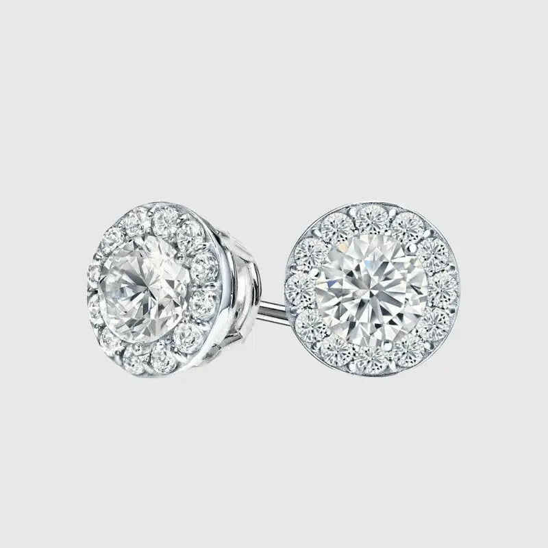 Puces d'Oreilles Halo 2.4CTW Or Blanc Vermeil