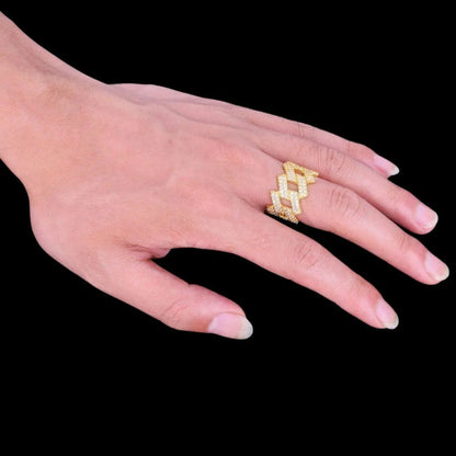 Bague Couronne Maille Cubaine Miami Glacée