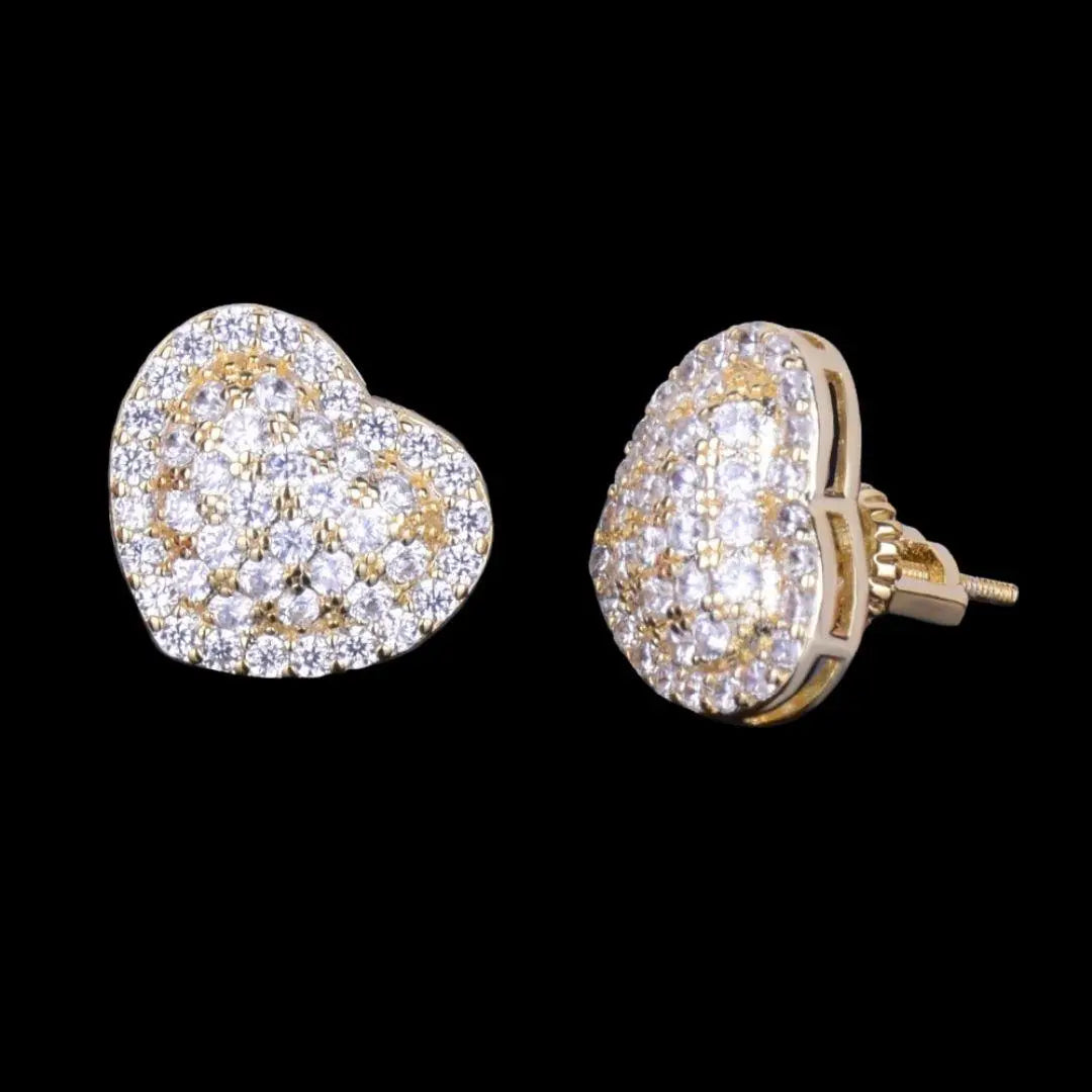 Puces d'Oreilles Tennis Cœur Glacées 14mm