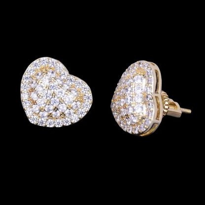 Puces d'Oreilles Tennis Cœur Glacées 14mm