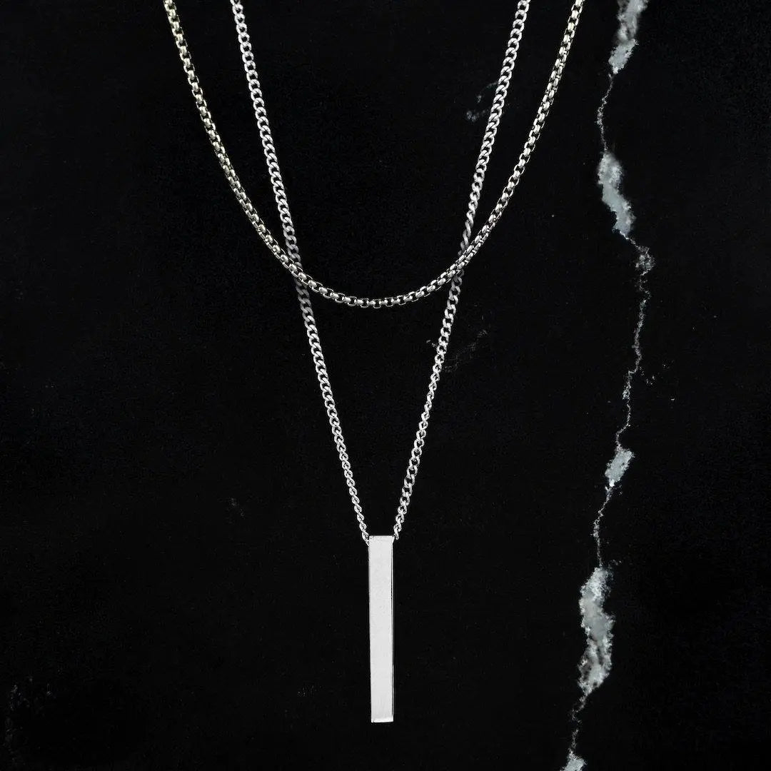 Ensemble Collier Barre - Or Blanc