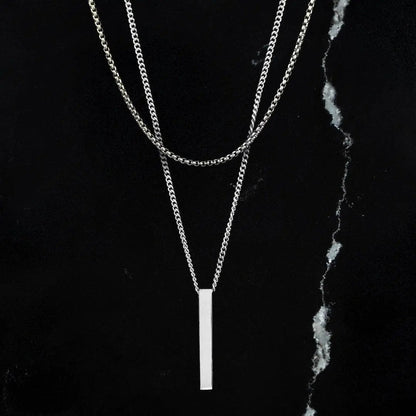 Ensemble Collier Barre - Or Blanc