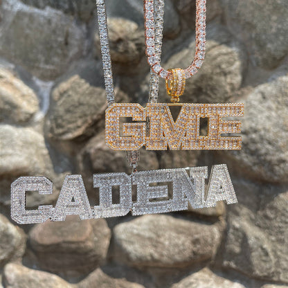 Pendentif Lettre Personnalisée Baguette VVS - Or Blanc