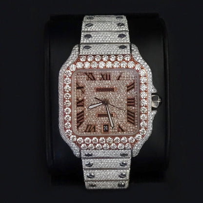 Montre Diamant 40mm - Acier & Or Rose - Cadran Romain
