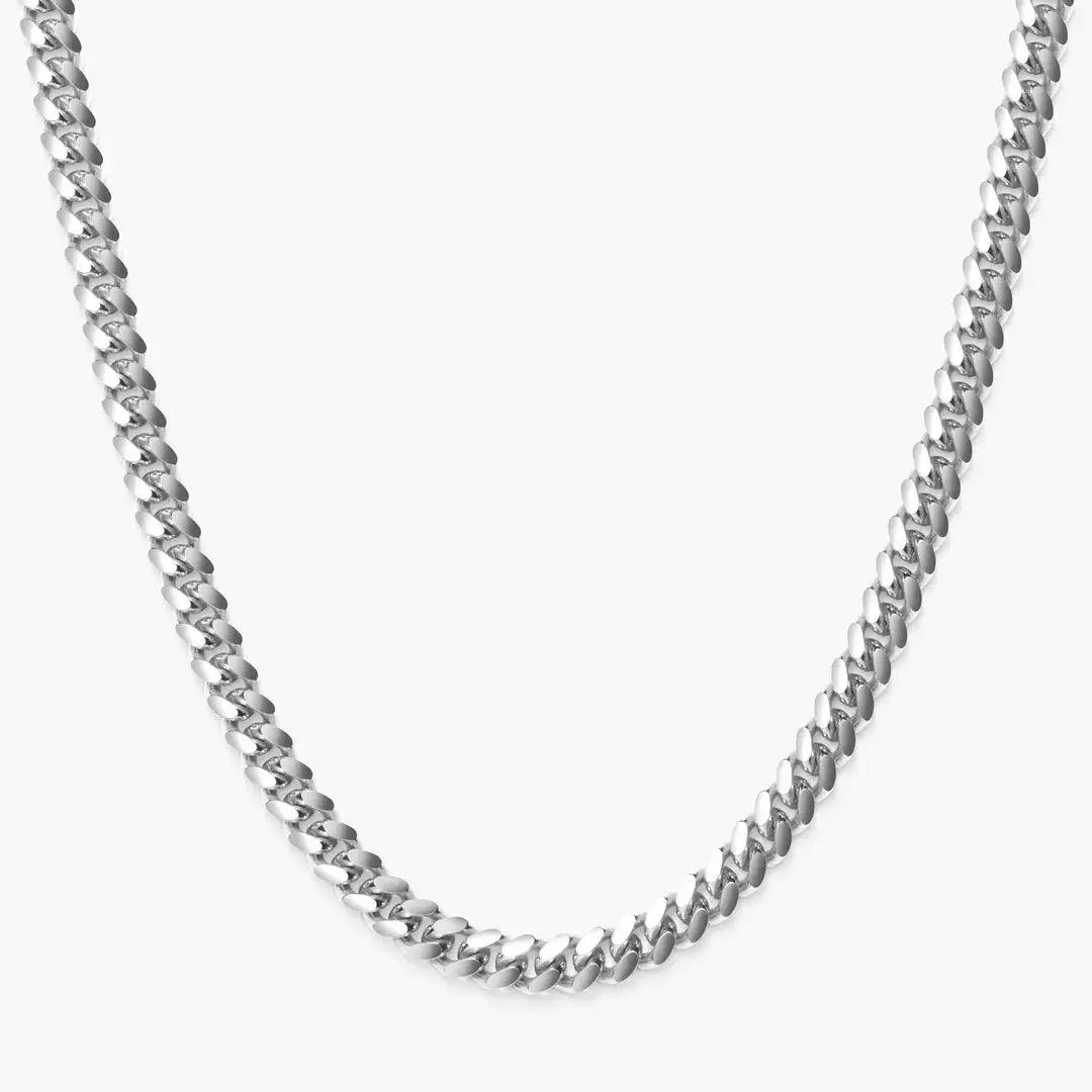 Chaîne Maille Cubaine Miami 5mm Or Blanc